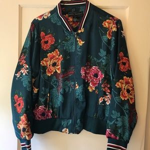 Silky floral bomber jacket